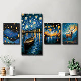 LeinwandKunst mit Van Gogh inspirierten Motiven Faszinierende GaleriewandBilder - 4-teilig