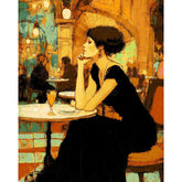 Malen nach Zahlen Bilder Dame beim Kaffee