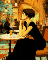 Malen nach Zahlen Bilder Dame beim Kaffee