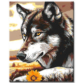 Malen nach Zahlen Bilder Liebevoller Wolfshund