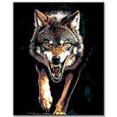 Malen nach Zahlen Tiere brullender wolf