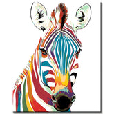 Malen nach Zahlen Tiere Zebra in Regenbogenfarben