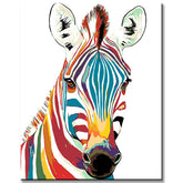 Malen nach Zahlen Tiere Zebra in Regenbogenfarben