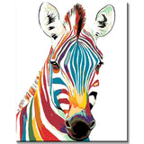 Malen nach Zahlen Tiere Zebra in Regenbogenfarben