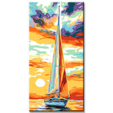 Malen nach Zahlen Segelboot im Sonnenuntergang