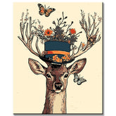 Malen nach Zahlen Hirsch mit Schmetterlingen