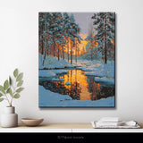 Malen nach Zahlen Bilder Winter Landschaft am Morgen