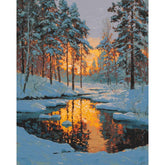 Malen nach Zahlen Bilder Winter Landschaft am Morgen