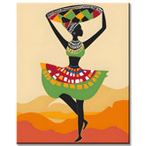 Malen nach Zahlen Afrika Kunst Frau in einem bunten Kleid