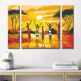 Malen nach Zahlen Afrika Dorf in Steppe - 3-teilig (Triptychon)