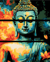 Malen nach Zahlen Schlafender Buddha 3 teilig (Triptychon)