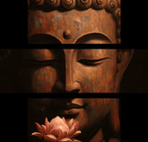 Malen nach Zahlen Buddha Frau Weisse Blume - 3-teilig (Triptychon)