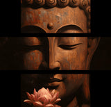Malen nach Zahlen Buddha Frau Weisse Blume - 3-teilig (Triptychon)