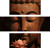 Malen nach Zahlen Buddha Frau Weisse Blume - 3-teilig (Triptychon)
