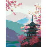 Malen nach Zahlen China Kirschblüte Pagoda Landschaft
