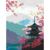 Malen nach Zahlen China Kirschblüte Pagoda Landschaft