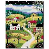 Malen nach Zahlen Kunst 7 Hügel Landschaft Ansichten