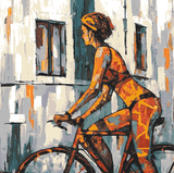 Malen nach Zahlen Moderne Kunst Frau auf Fahrrad