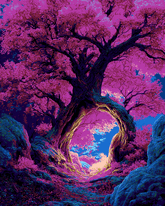Malen-nach-Zahlen-Fantasy Baum