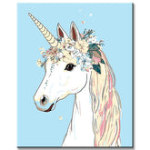 Malen-nach-Zahlen-Einhorn mit Blumen