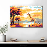 Malen nach Zahlen Giraffe und Zebras