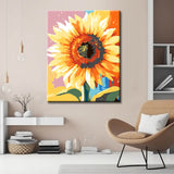 Malen nach Zahlen für Erwachsene Sonnenblume in Regenbogenfarben