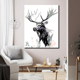 Malen nach Zahlen für Erwachsene Tiere Elch grau