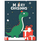 Malen nach Zahlen für Kinder Dino mit Weihnachtsgruß