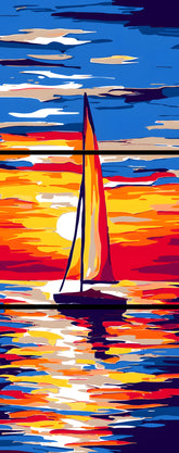 Malen nach Zahlen Sonnenaufgang Meer - 3-teilig (Triptychon)-SS-071