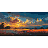 Malen nach Zahlen Landschaft orange
