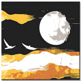 Malen nach Zahlen Weisser Mond mit Vögeln
