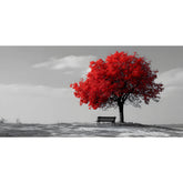 Malen nach Zahlen schwarz weiss Roter Baum