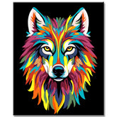 Malen nach Zahlen Wolf Regenbogen bunt