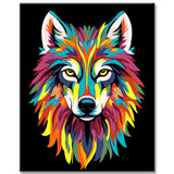 Malen nach Zahlen Wolf Regenbogen bunt