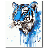 Malen nach Zahlen Tiger Kopf blau TierKunst