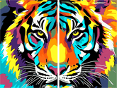 Malen nach Zahlen Tiger Portrait Tiere TierKunst - 2-teilig (Triptychon)