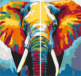 Malen nach Zahlen Großer Elefant Portrait Moderne TierKunst - 2-teilig (Duo)