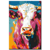 Malen nach Zahlen Bunte Weidekuh im grünen Blumenkleid