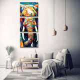 Malen nach Zahlen Elefant Stoßzahn Moderne TierKunst - 3-teilig (Triptychon)