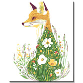 Malen nach Zahlen Bunter Fuchs im grünen Blumenkleid
