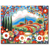 Malen nach Zahlen Bilder Abstrakter Baum mit Lampions Triptychon