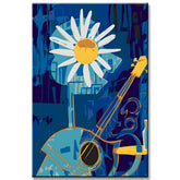 Malen nach Zahlen Violine und Blume auf blauem Hintergrund