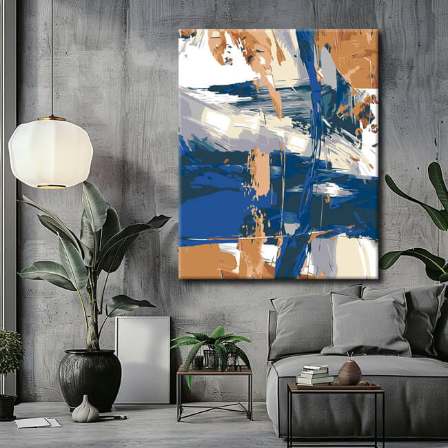 Malen nach Zahlen Abstrakt Formen in Indigo Blau II
