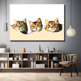 Malen nach Zahlen 3D Kunst drei Katzenköpfe gucken aus der Wand