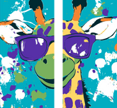 Malen nach Zahlen Kunst Comic bunte Giraffe mit Brille 2-teilig