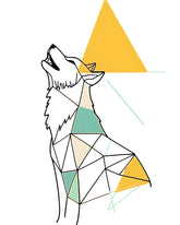 Malen nach Zahlen Kunst Strichzeichung Geometrie Polygon Heulender Wolf