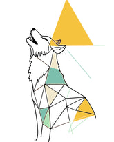 Malen nach Zahlen Kunst Strichzeichung Geometrie Polygon Heulender Wolf