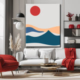 Malen nach Zahlen Farbige Sonne mit Wolken über den Bergen