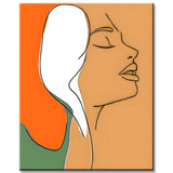 Malen nach Zahlen Kunst Minimalismus Silhouette halbes farbiges Gesicht einer Frau