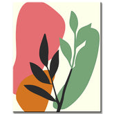 Malen nach Zahlen Kunst Minimalismus farbiges Blatt auf buntem Hintergrund